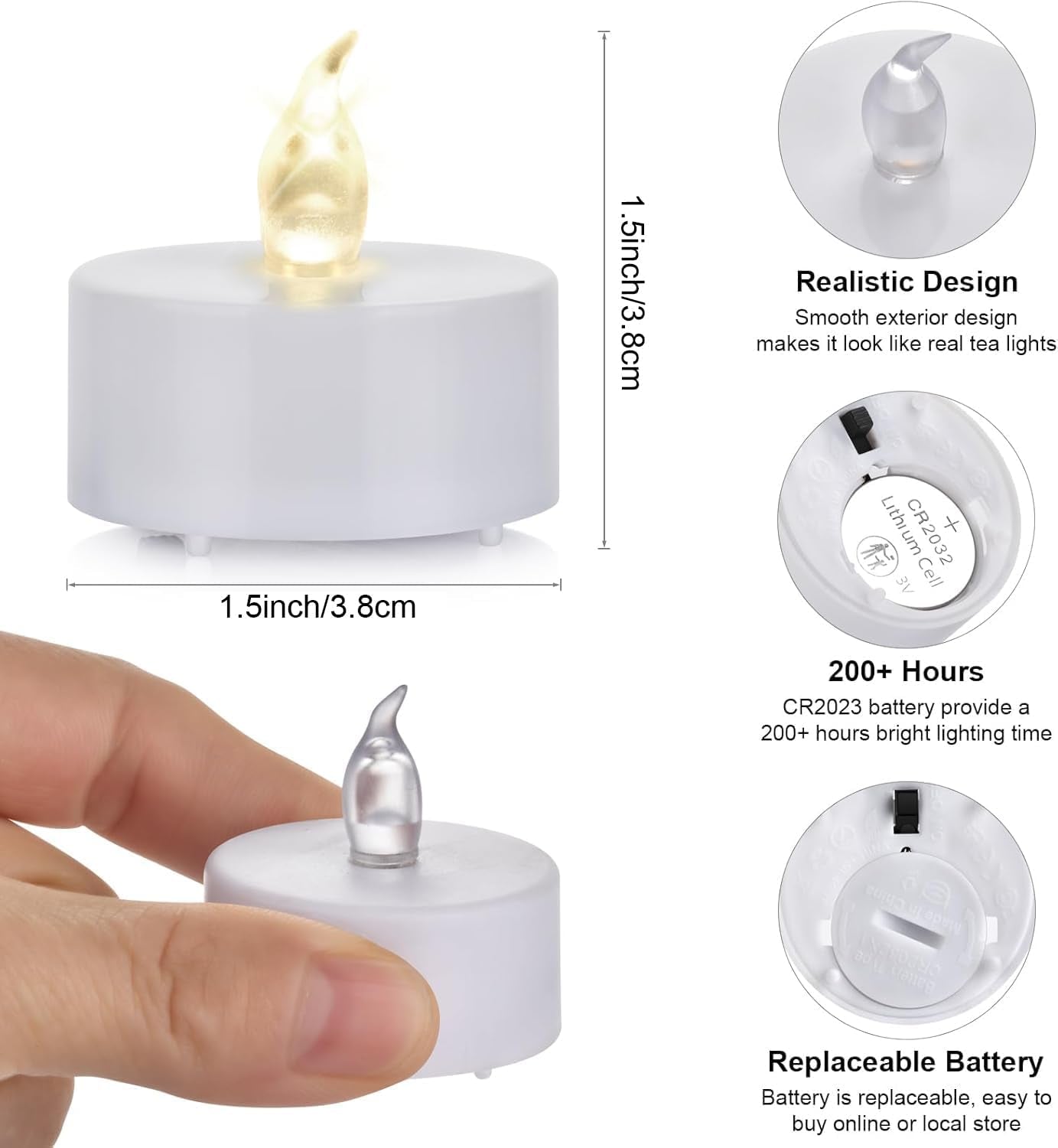 Battery Operated LED Tea Lights: 24PACK Flameless Votive Candles Lamp Realistic and Bright Flickering Holiday Gift Long Lasting 200Hours for Seasonal & Festival Celebration Warm White