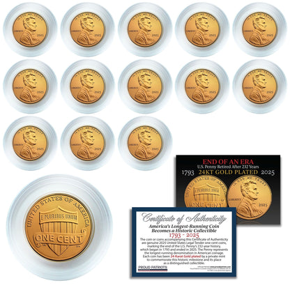 America’s Last Penny: 24KT Gold-Plated Penny with Certificate