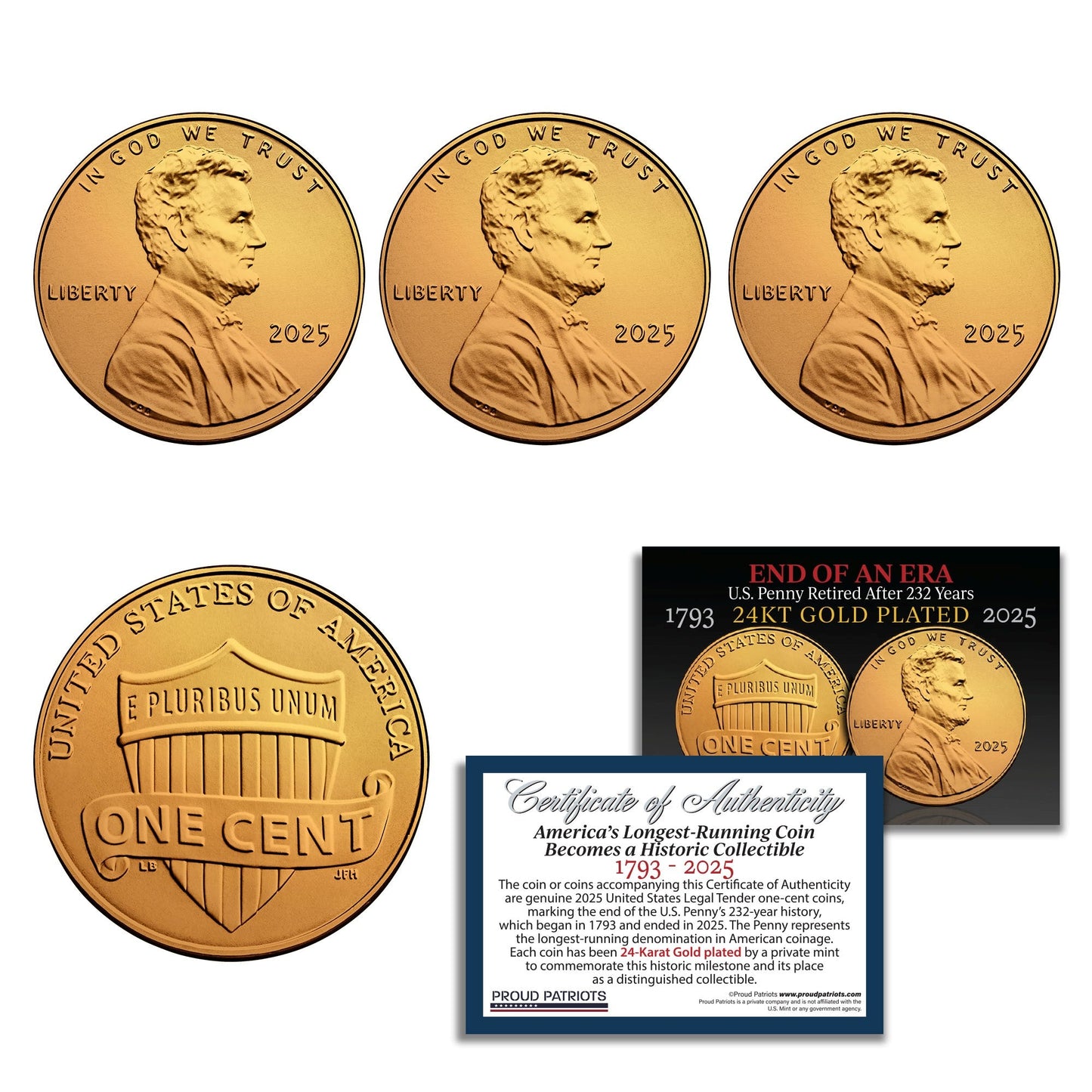 America’s Last Penny: 24KT Gold-Plated Penny with Certificate
