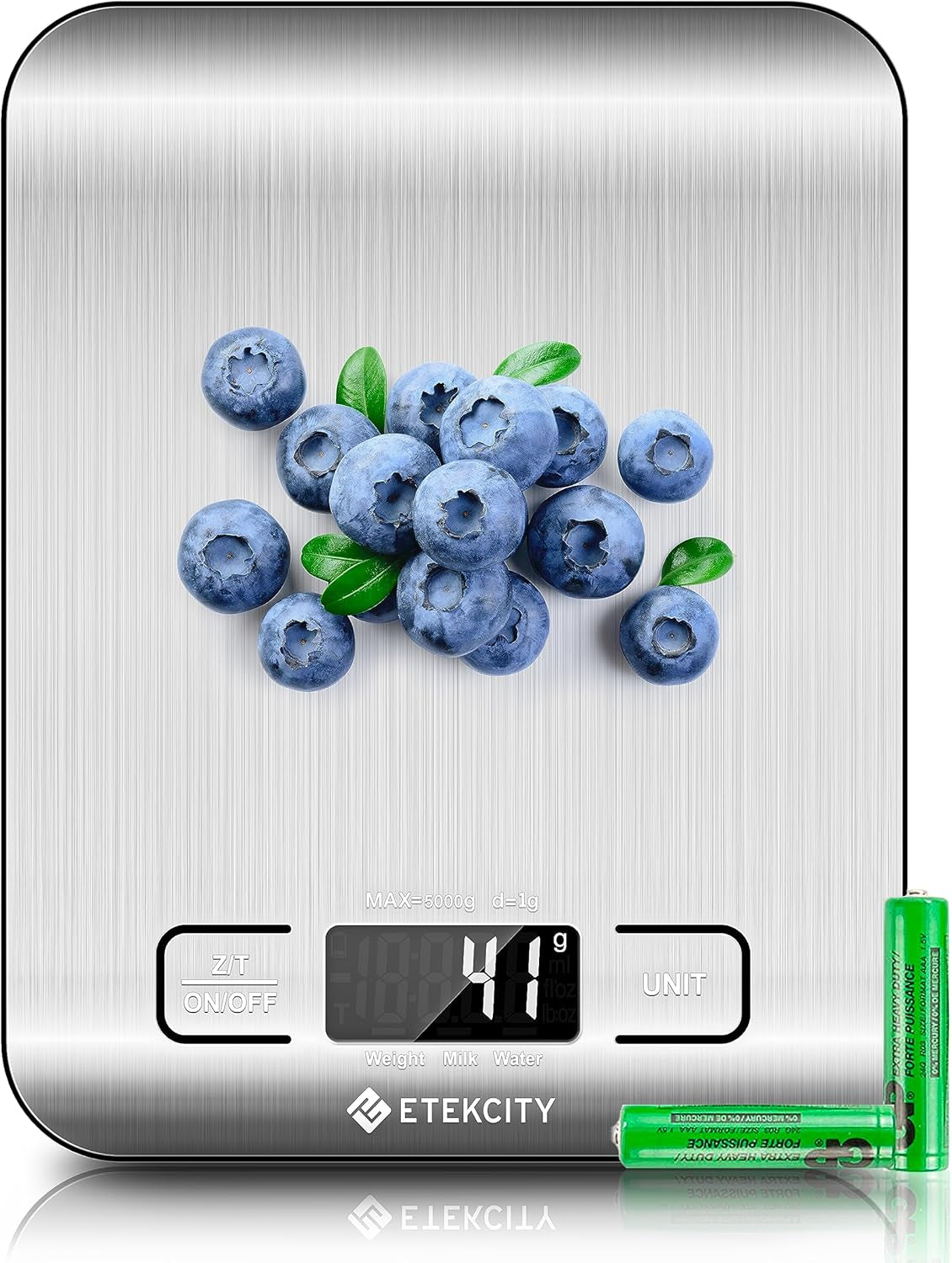Food Kitchen Scale, Digital Grams and Ounces for Weight Loss, Baking, Cooking, Keto and Meal Prep, LCD Display, Medium, 304 Stainless Steel