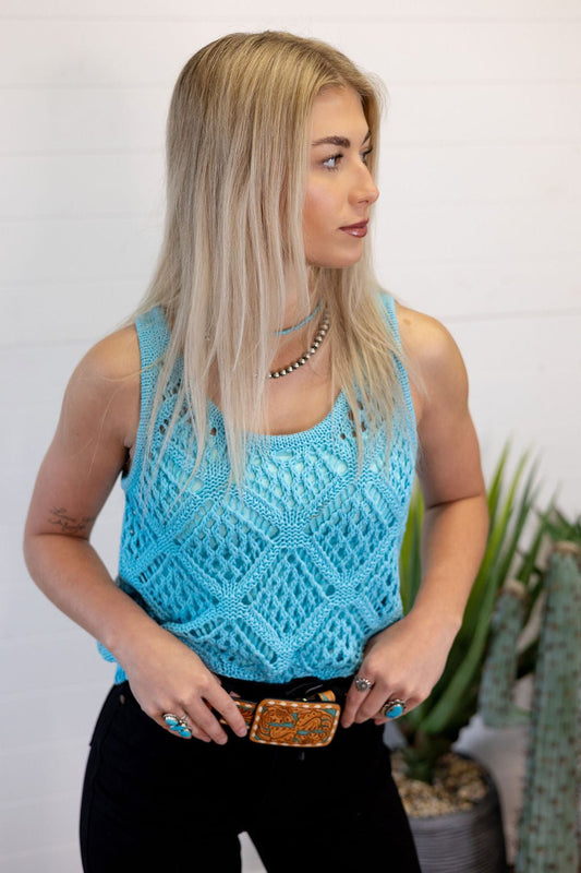 HYFVE Open Stitch Scoop Neck Sleeveless Western Layering Top — Refined Open Knit Character
