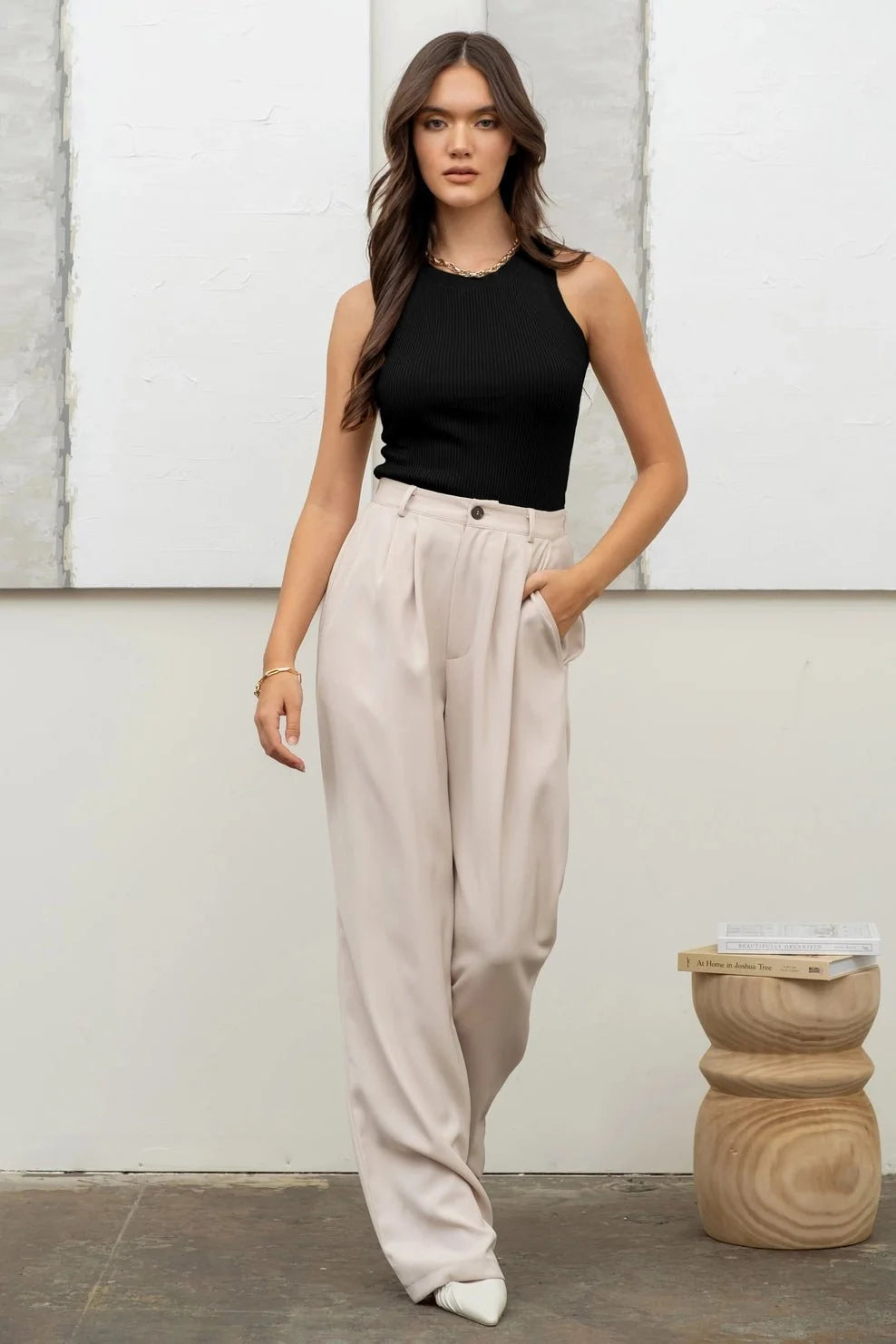 Blu Pepper Round Neck Sweater Knit Western Tank Top — Sleeveless Ribbed Transition Piece (3 Colors)
