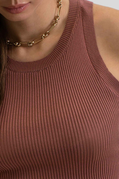 Blu Pepper Round Neck Sweater Knit Western Tank Top — Sleeveless Ribbed Transition Piece (3 Colors)