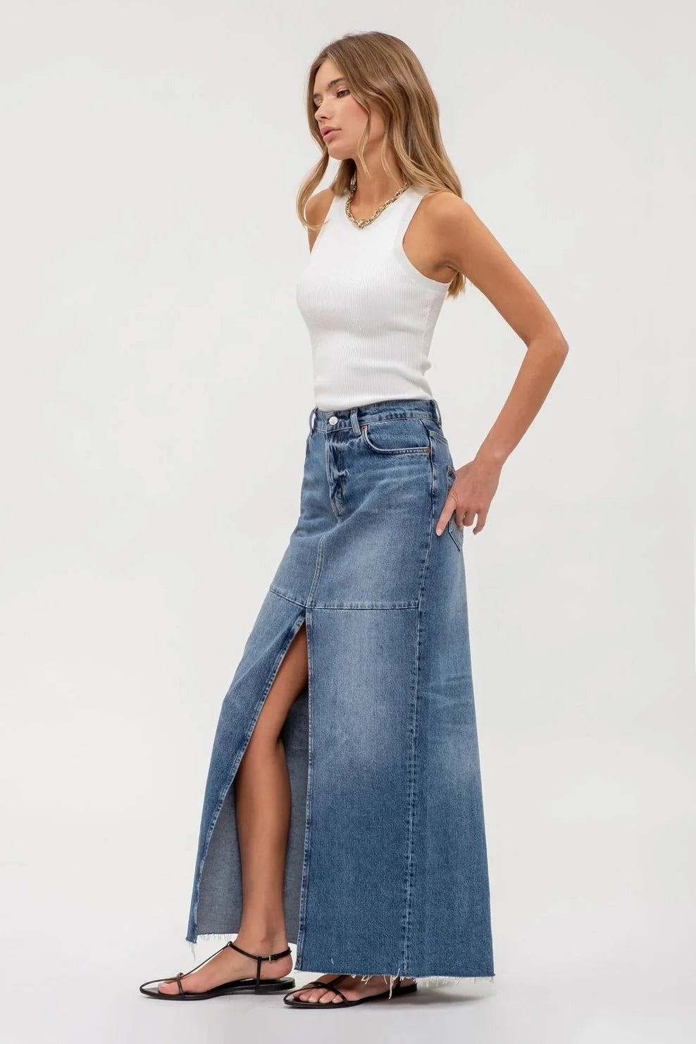 Blu Pepper Round Neck Sweater Knit Western Tank Top — Sleeveless Ribbed Transition Piece (3 Colors)